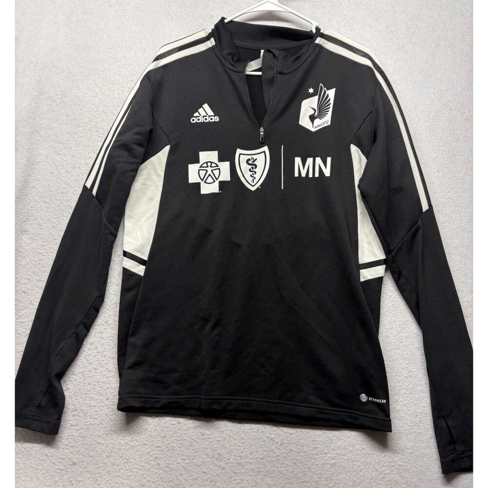 Adidas Minnesota United MLS MNUFC 1/4 Zip Track Warm Up Jacket Black Men’s Sz M